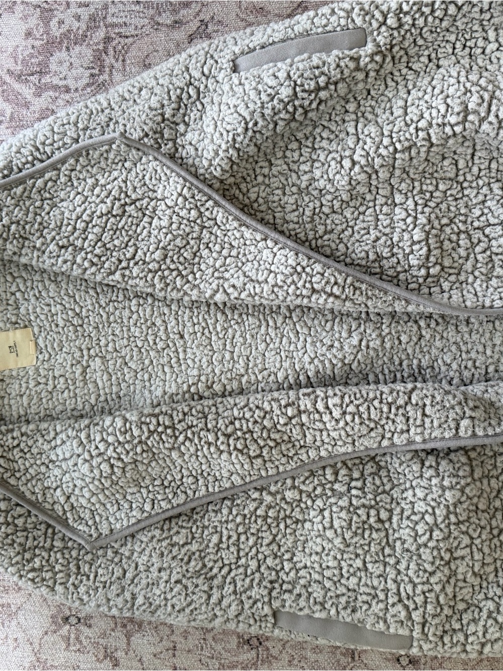 The Laundress Plush Sherpa Robe Jacket in Light Gray